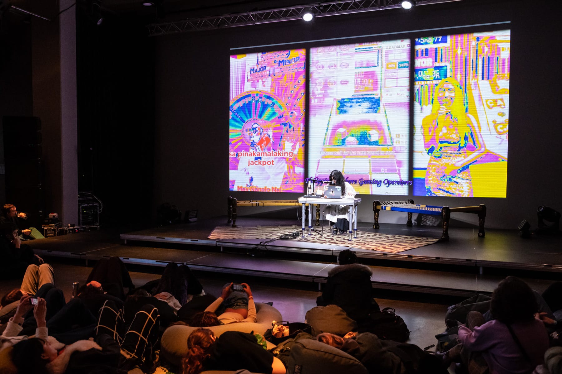 Lecture performance at silent green, Berlin. Photo by Laura Fiorio.